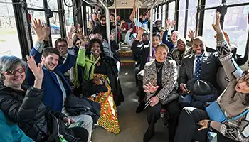 group of people on a Nashville WeGo bus