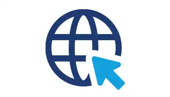 Decorative: graphic of globe with arrow