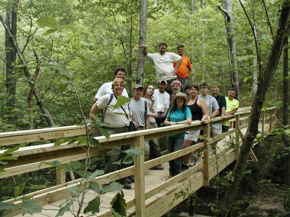 Bridge building volunteers