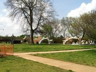 Photo of Serpent/Dragon sculpture at Fannie Mae Dees Park