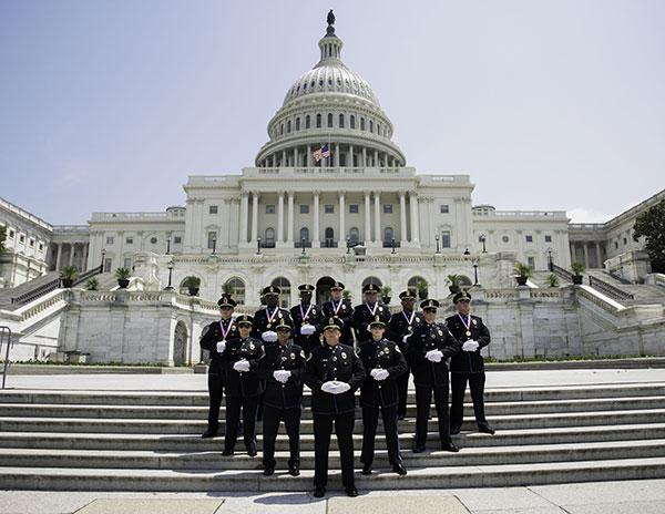 Metro Police Honor Guard Team standing in front of Capitol Building in Washington D.C.
