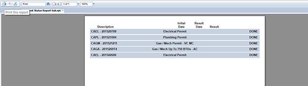 Visual representation of a permit search return in ePermits