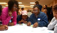 Citizens in a community meeting