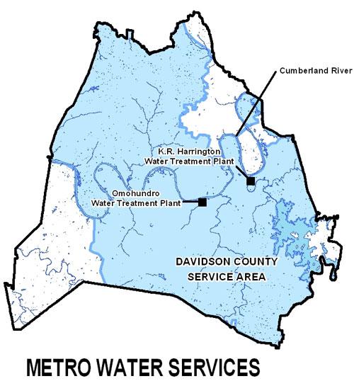 Map showing area managed by Metro Water Services