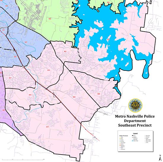 map of coverage area of Southeast Police Precinct