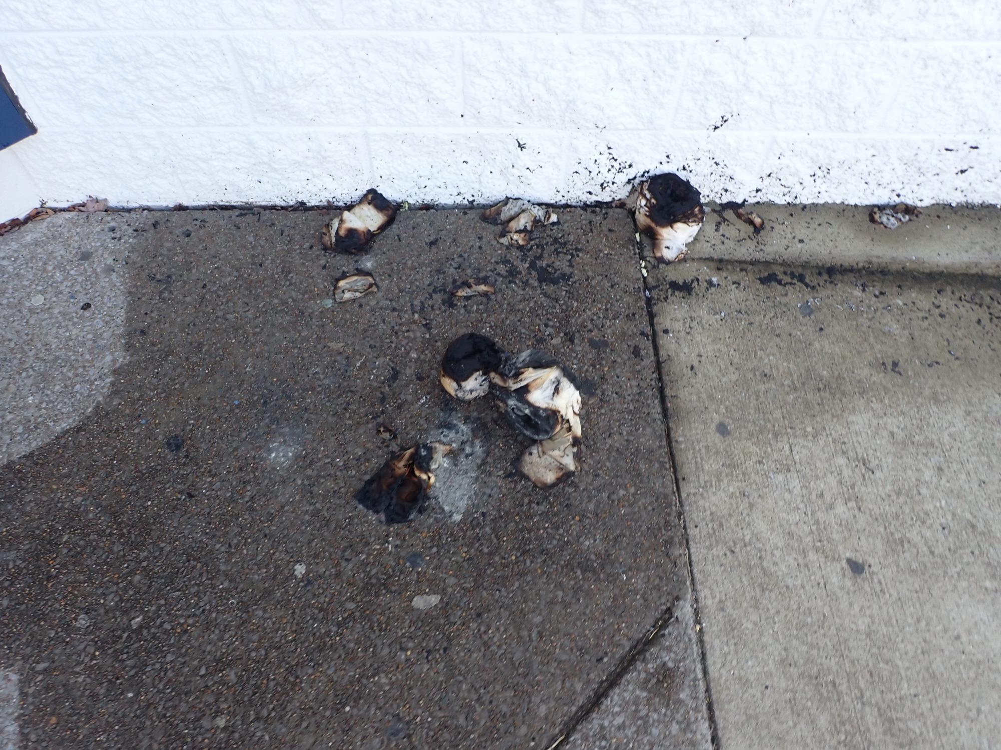 An image showing the toilet paper used to start a fire in the school restroom