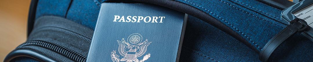 passport on a suitcase