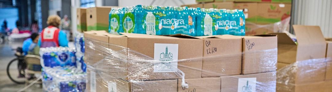 stacks of boxes of recovery supplies
