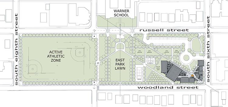 map showing proposed East Park Master Plan areas
