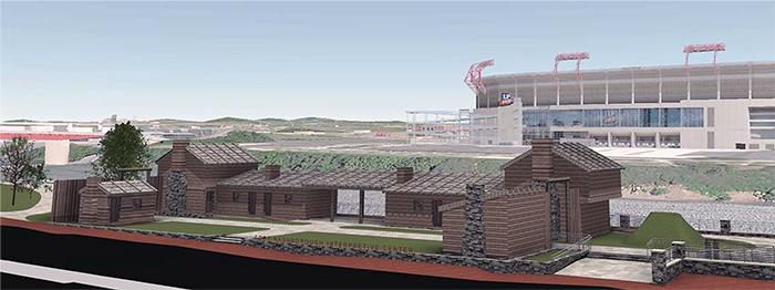 Artist rendering of the front view of Fort Nashboro