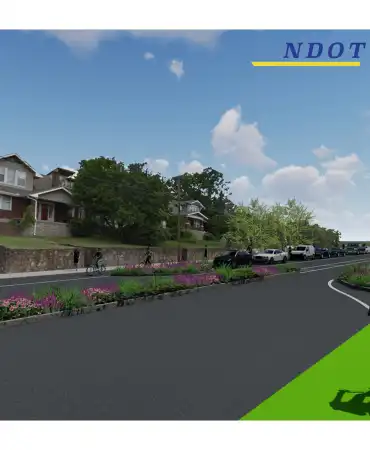 View of 12th Ave S complete and green street project at S Douglas Avenue, looking north