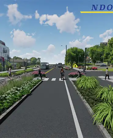 View of 12th Ave S complete and green street project at Acklen Avenue, looking south