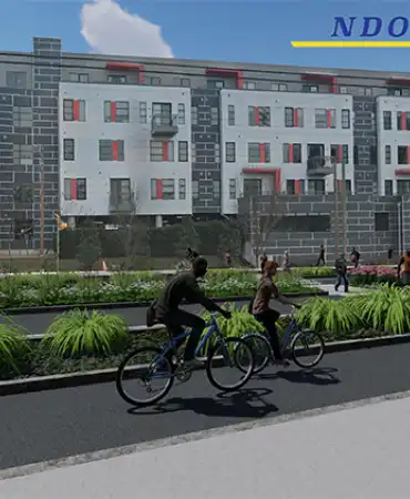 View of 12th Ave S complete and green street project at Acklen Avenue, looking east