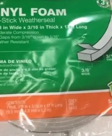 Vinyl foam weatherstripping