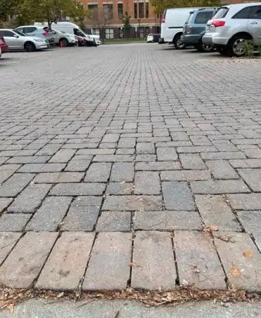 Permeable paver parking lot in front of Fulton Campus