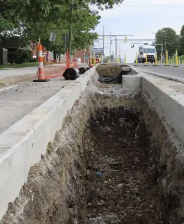 Excavation for a bioswale island on 12th Ave South between Horton and Edgehill Ave